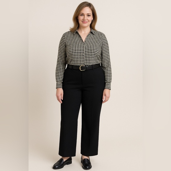 Lauren Ralph Lauren satin houndstooth popover shirt size XL old money button up - Picture 1 of 11